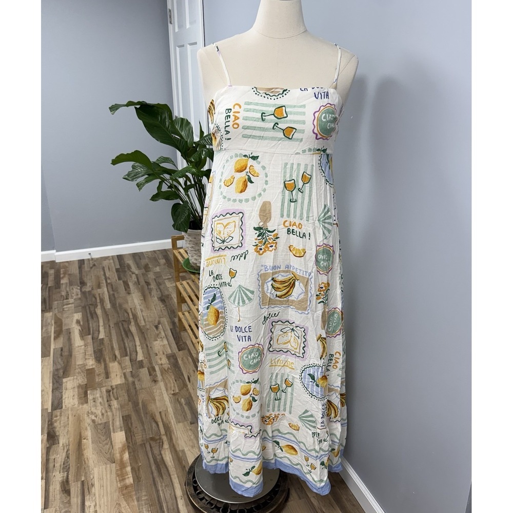 NWT Label of Love Anthropologie Linen Blend Maxi Dress XL La Dolce Vita Citron